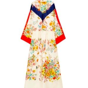 GUCCI Floral Print Silk Twill Maxi Dress